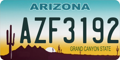 AZ license plate AZF3192