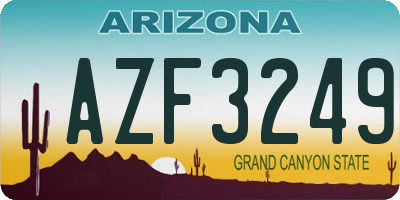 AZ license plate AZF3249