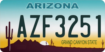 AZ license plate AZF3251