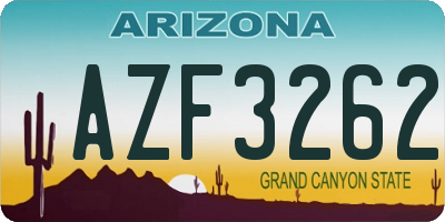AZ license plate AZF3262
