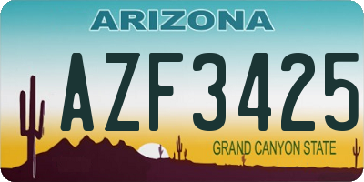 AZ license plate AZF3425