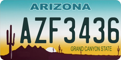 AZ license plate AZF3436