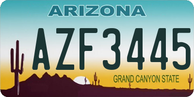 AZ license plate AZF3445