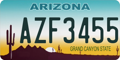 AZ license plate AZF3455