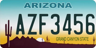 AZ license plate AZF3456