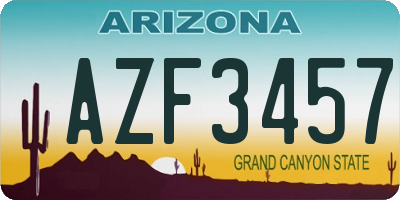 AZ license plate AZF3457