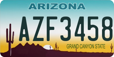 AZ license plate AZF3458