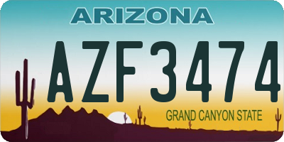 AZ license plate AZF3474