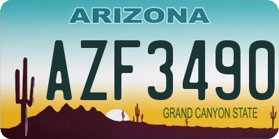 AZ license plate AZF3490