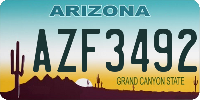 AZ license plate AZF3492