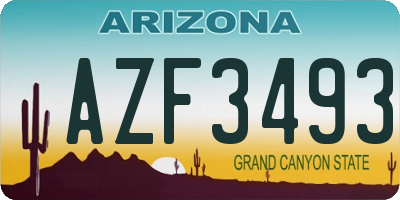 AZ license plate AZF3493