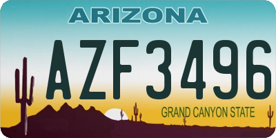 AZ license plate AZF3496