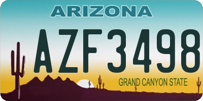 AZ license plate AZF3498