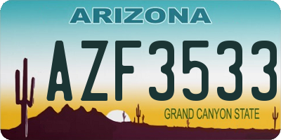 AZ license plate AZF3533