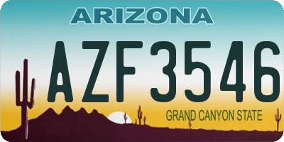 AZ license plate AZF3546