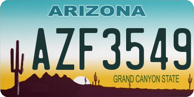 AZ license plate AZF3549