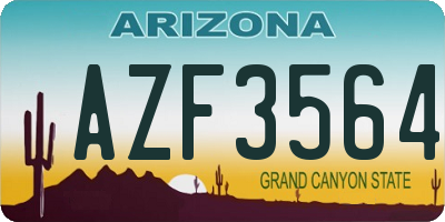AZ license plate AZF3564
