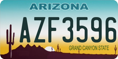 AZ license plate AZF3596