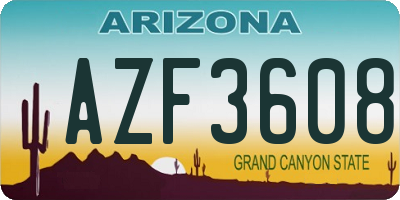 AZ license plate AZF3608