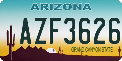 AZ license plate AZF3626