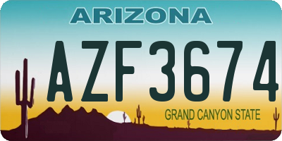 AZ license plate AZF3674