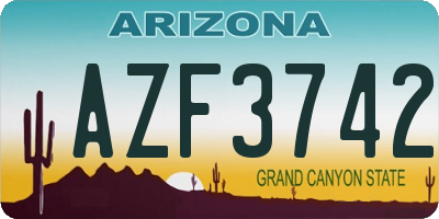 AZ license plate AZF3742