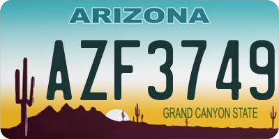 AZ license plate AZF3749