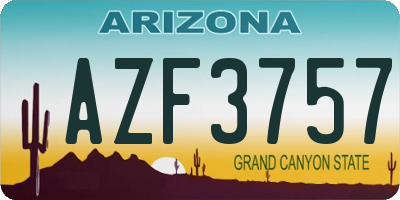 AZ license plate AZF3757