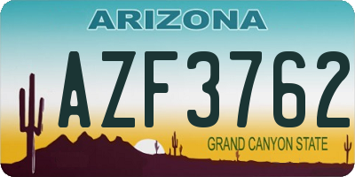 AZ license plate AZF3762