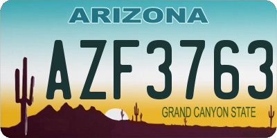 AZ license plate AZF3763