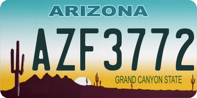 AZ license plate AZF3772
