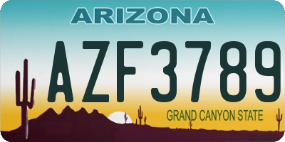 AZ license plate AZF3789