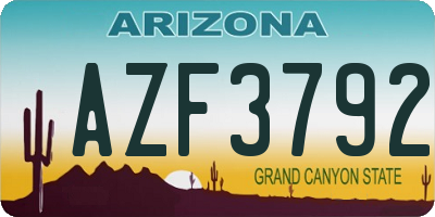 AZ license plate AZF3792
