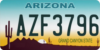 AZ license plate AZF3796