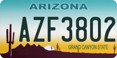 AZ license plate AZF3802