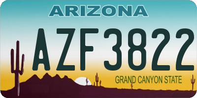 AZ license plate AZF3822