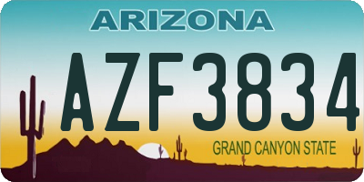 AZ license plate AZF3834