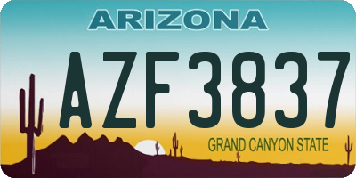 AZ license plate AZF3837