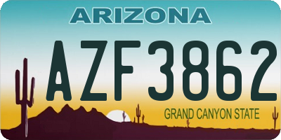 AZ license plate AZF3862
