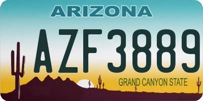 AZ license plate AZF3889