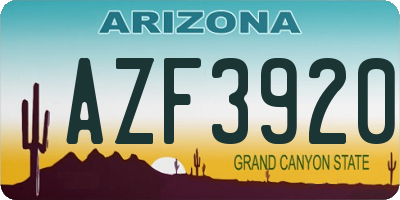 AZ license plate AZF3920
