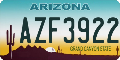AZ license plate AZF3922