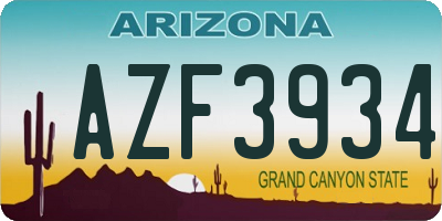 AZ license plate AZF3934