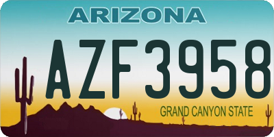 AZ license plate AZF3958