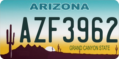 AZ license plate AZF3962