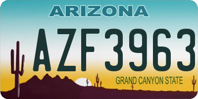 AZ license plate AZF3963