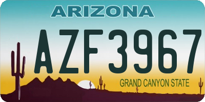 AZ license plate AZF3967
