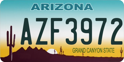 AZ license plate AZF3972