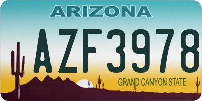 AZ license plate AZF3978