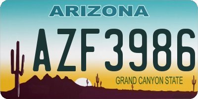 AZ license plate AZF3986